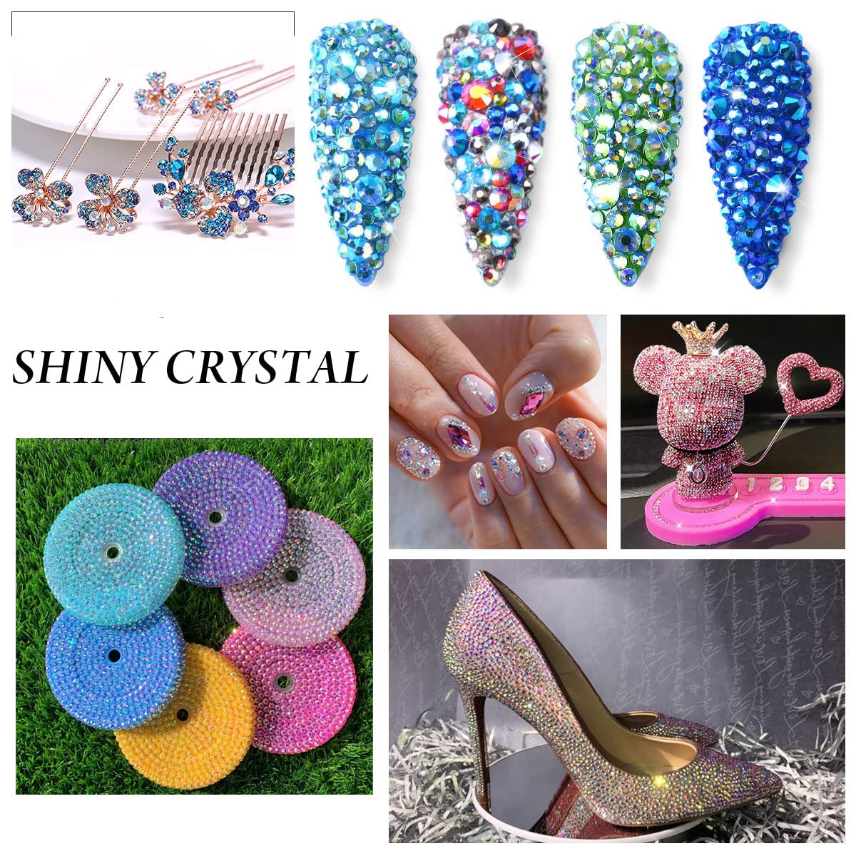 Novani Pink AB Rhinestones Glass Rhinestone for Crafts Flatback Crystals Gems and Rhinestones for Nails Art Makeup Face Clothes Shoes Decoration DIY(SS20, 1440pcs, Pink AB)