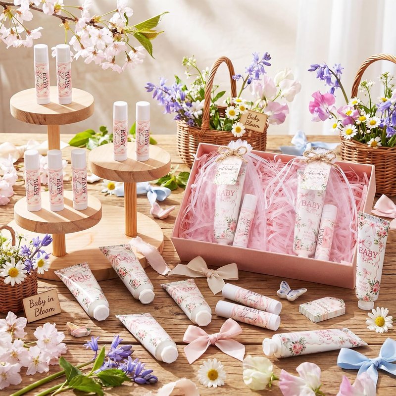 Baby in Bloom Hand Cream & Lip Balm Gift Set - Wildflower Floral Baby Shower Favors | Travel Size for Guests