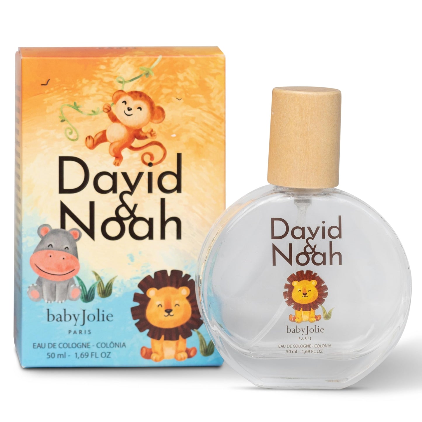 Baby Jolie David & Noah Kids Eau de Cologne – Light Fragrance for Children & Toddlers, Gentle Daily Scent, Fresh Fruity Notes, 1.69oz