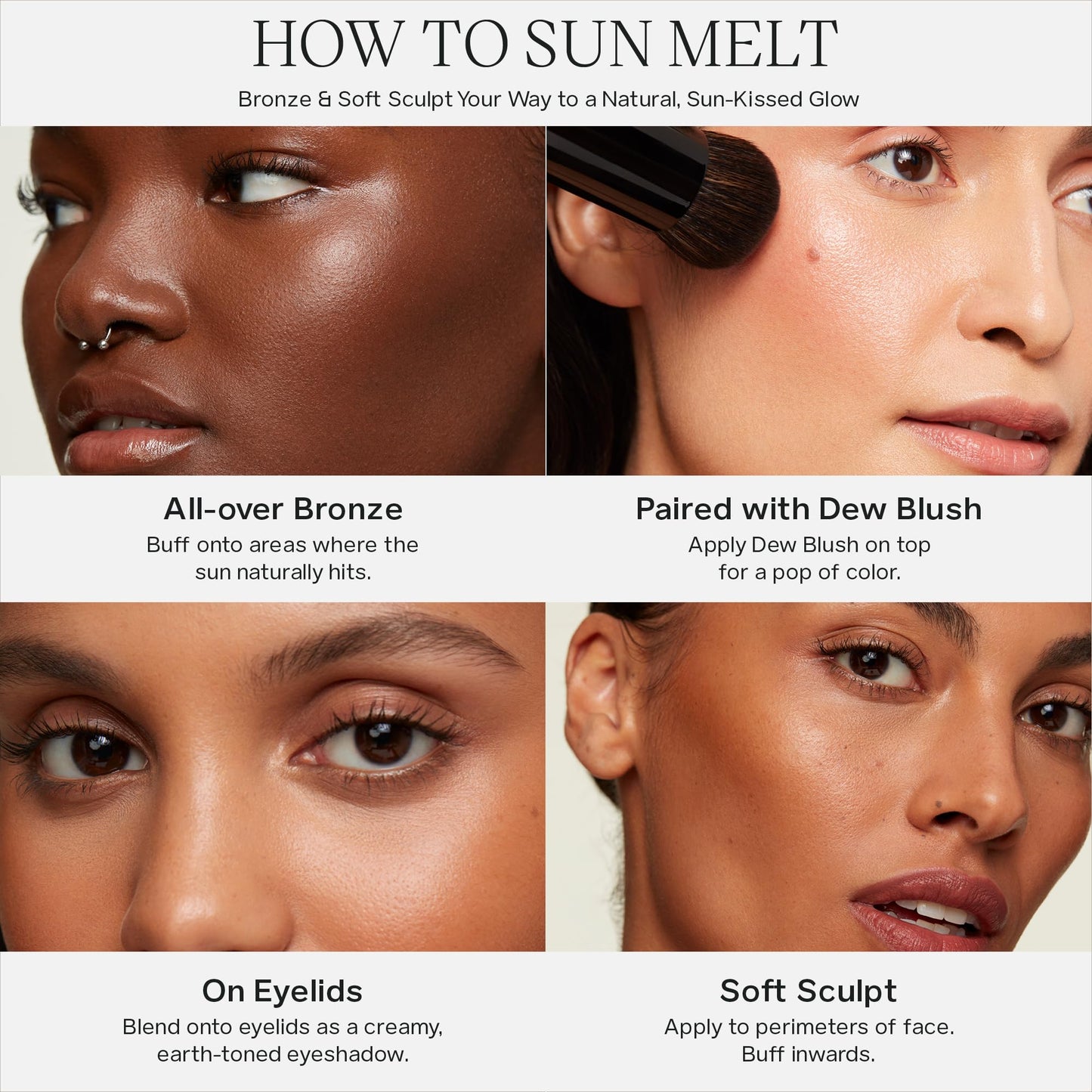 Saie Sun Melt Duo - The Big Brush - Soft, Multi-Use Liquid + Cream Makeup Brush With Synthetic Bristles Bundled With Sun Melt Bronzer in Light Bronze - Buildable Cream Contour, Velvet Finish (1 oz)