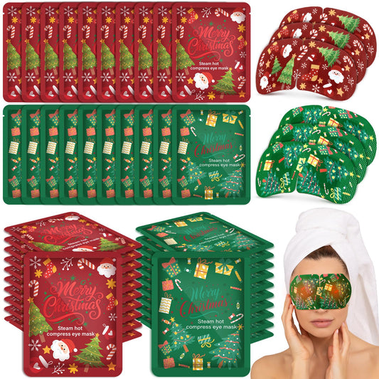 Bonuci 90 Pcs Christmas Steam Eye Masks Bulk for Dry Eyes Disposable Heating Eye Mask for Spa Sleep Warm Compress Stress Dark Circle Relief Puffiness and Relaxation Gifts Christmas Stocking Stuffer