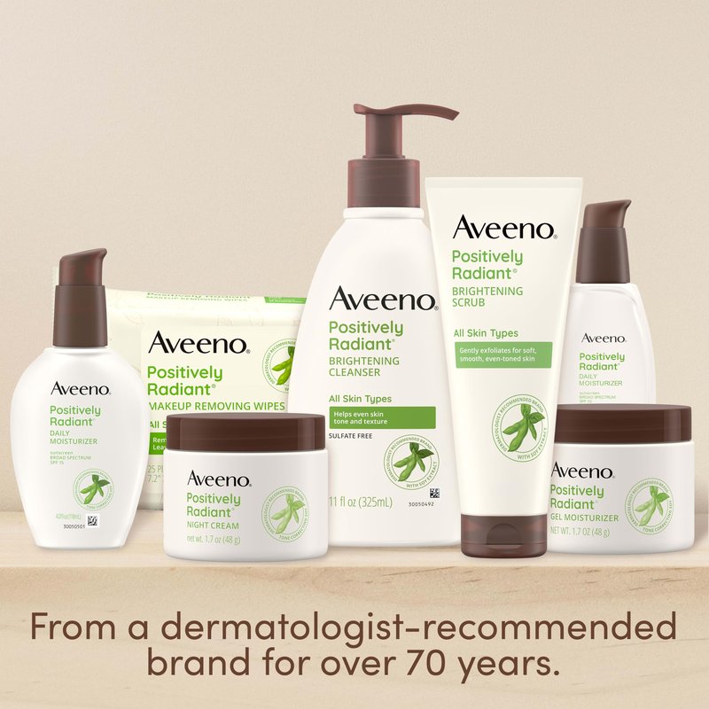 Aveeno Positively Radiant Skin Brightening Exfoliating Daily Facial Scrub, Gentle with Moisture-Rich Soy Extract, Helps Improve Skin Tone & Texture, Oil- & Soap-Free, Hypoallergenic, 5 oz