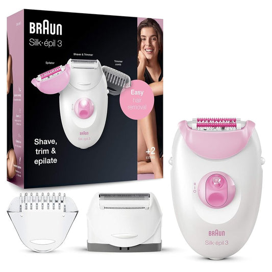 Braun Silk-epil 3 Epilator - Women's Hair Removal Device, Shaver & Trimmer | Smooth Skin Solution