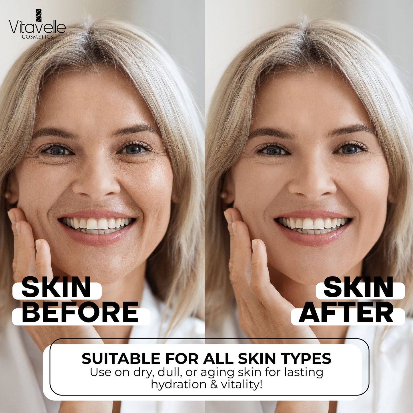 VITAVELLE Hyaluronic Acid Serum with Aloe Vera – Lightweight Hydrating Facial Serum for Smooth-Looking Skin (1.69 Fl Oz)