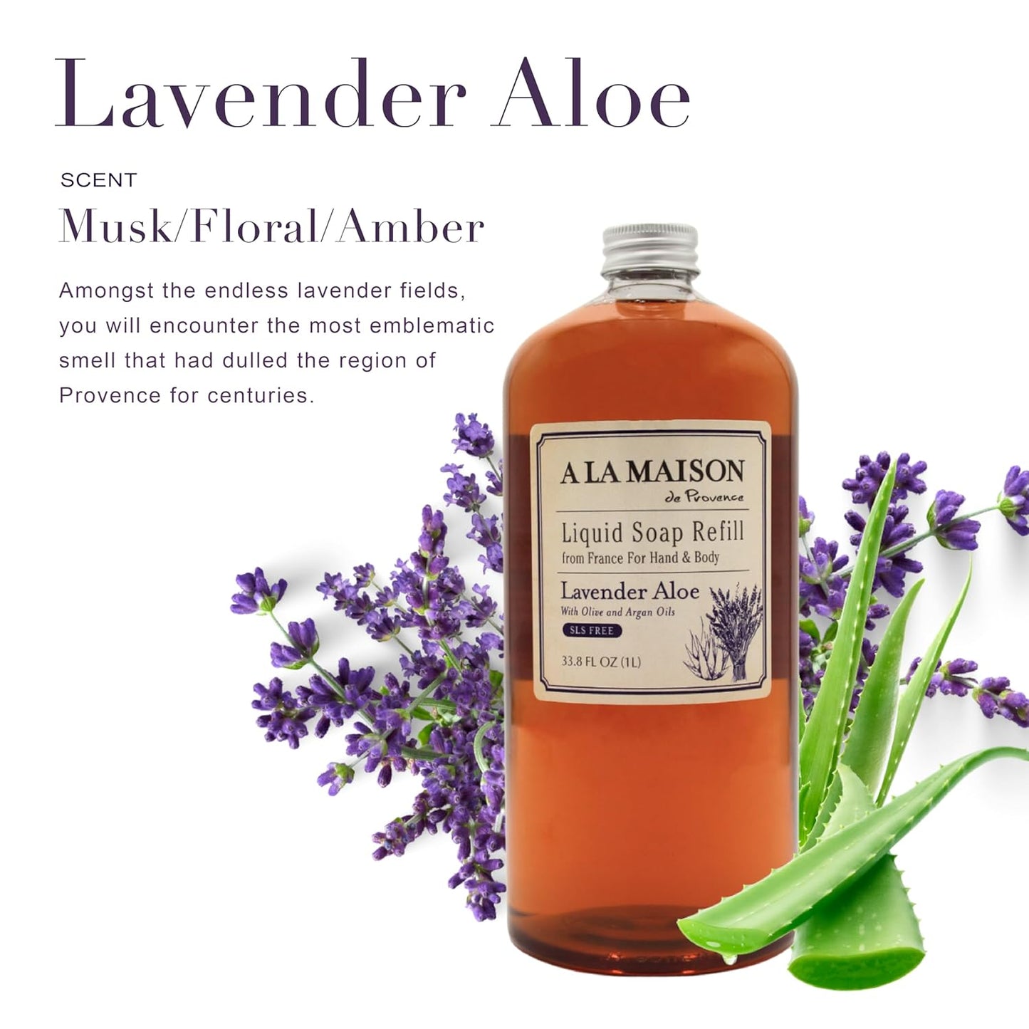 Lavender Aloe Natural Hand Wash - Biodegradable, Plant-Based & Vegan | 33.8 Fl Oz Refill