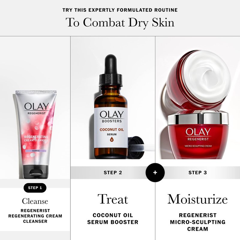 Olay Coconut Oil Serum, Nourishing Antioxidant Booster, Fragrance-Free, 1.0 Oz