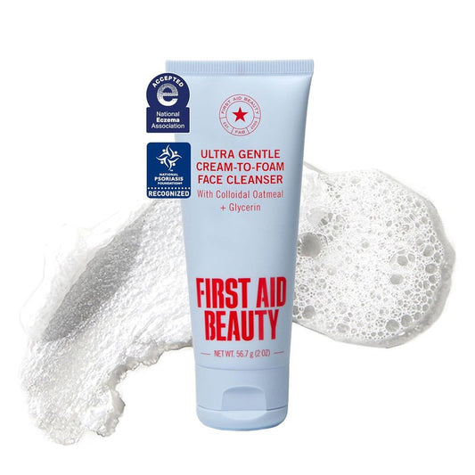 Ultra Gentle Cream-to-Foam Facial Cleanser - Makeup Removing Face Wash with Colloidal Oatmeal & Glycerin for Sensitive, Acne-Prone Skin