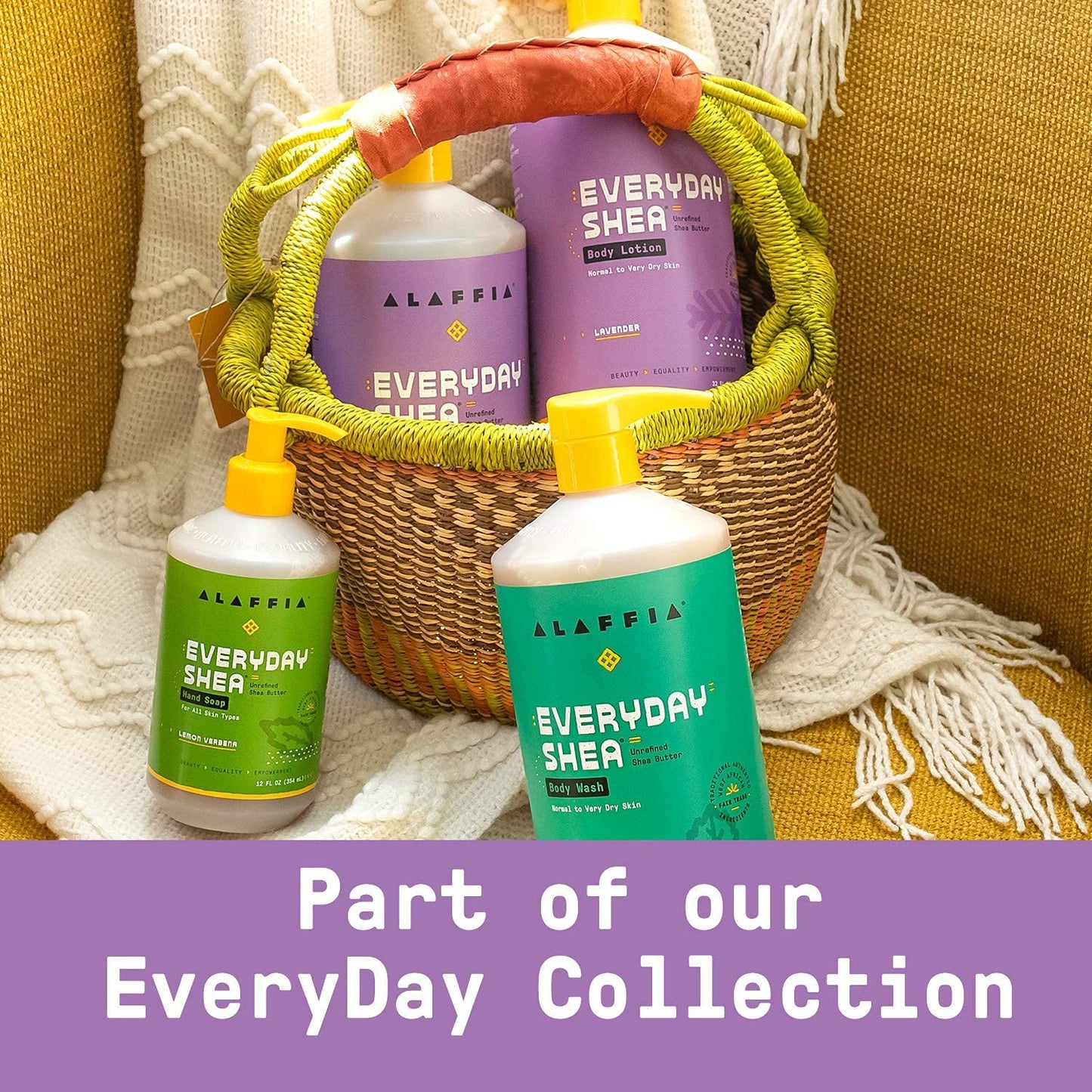 Alaffia Shampoo and Conditioner, Lavender – EveryDay Shea Sulfate-Free Shampoo and Conditioner Set with Shea Butter and Coconut Oil, 32 Oz Ea