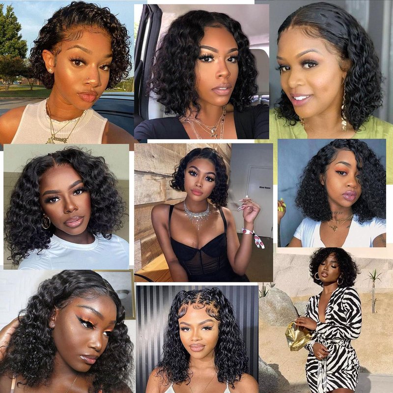 JTdebade Deep Wave Human Hair 4 Bundles 12 Inch Human Hair 100% Unprocessed Virgin Hair 12A Grade Natural Color Hair Extensions for Black Women(12'' 12'' 12'' 12'')