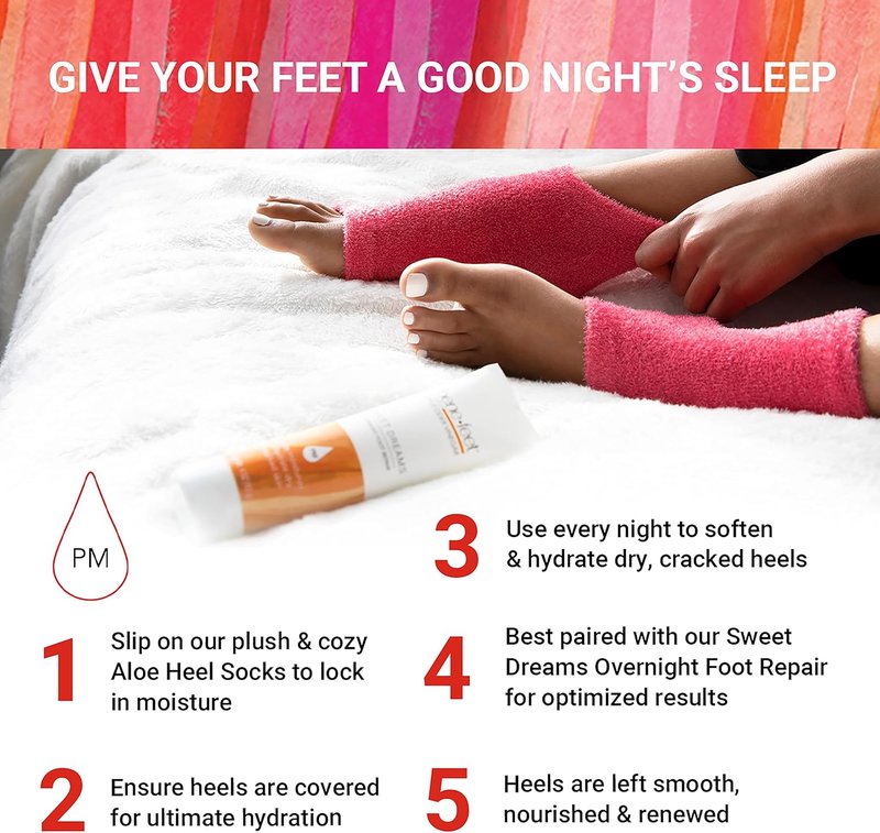 Toeless Aloe Moisturizing Heel Socks - Overnight Foot Rejuvenation, Hydrating Coconut Oil & Aloe | 1 Pair