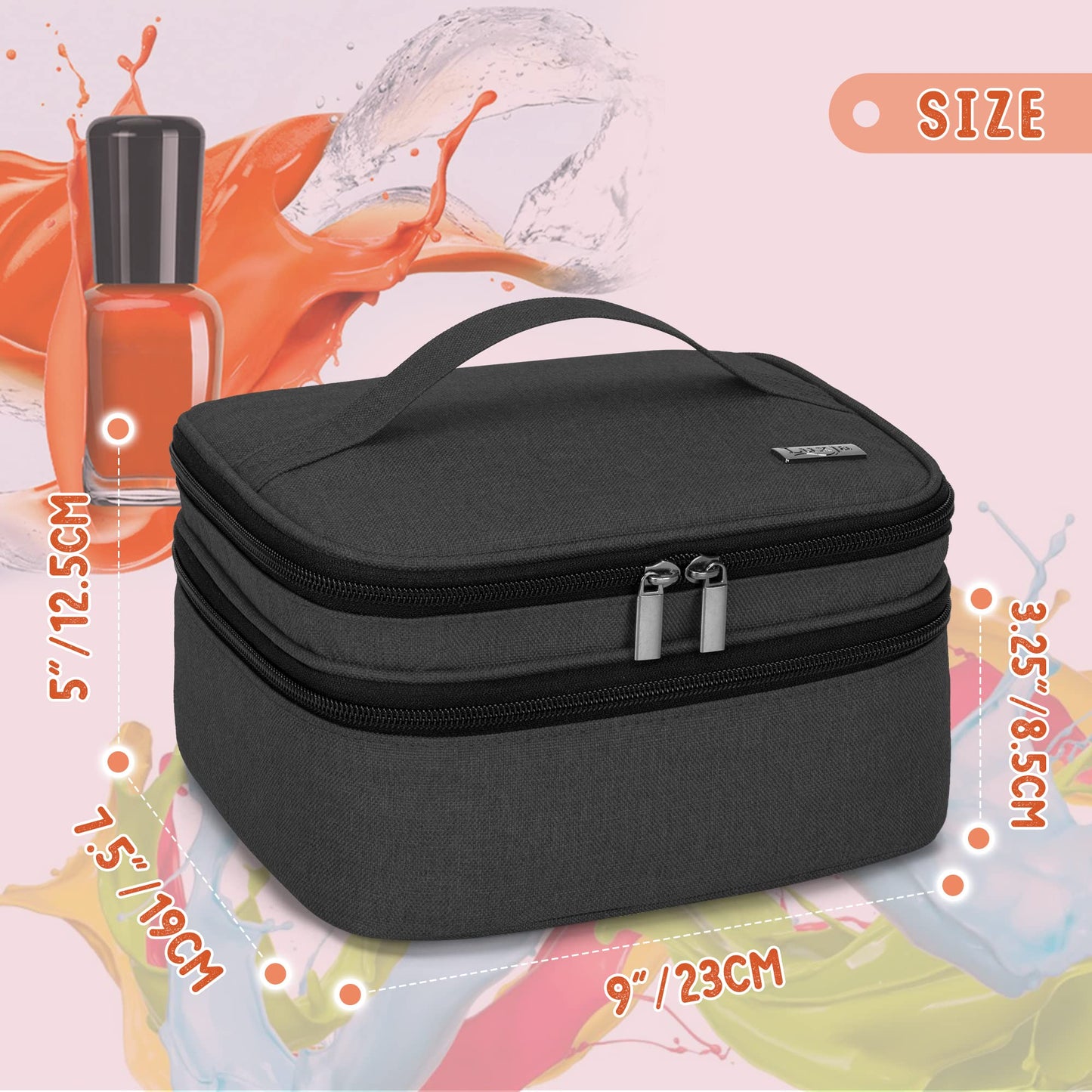 LUXJA Double Layer Nail Polish Carrying Case Holds 30 Bottles, Black