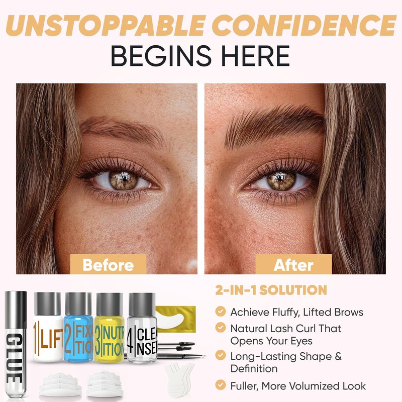 Elevate the Beauty Lash and Eyebrow Lamination Kit | Brow and Lash Lamination Kit | 2-in-1 Professional Brow Lamination Kit for DIY & Salon Use | Fuller Brows & Lifted Lashes up to 8 Weeks