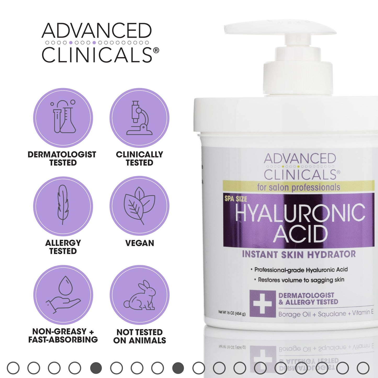 Advanced Clinicals Hyaluronic Acid Instant Hydrating Body Cream + Hyaluronic Acid Hydrating Face Cream Set