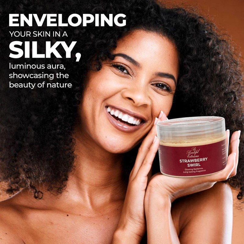 BE BEAUTIFUL EXTENSIONS body butter strawberry scent long -lasting fragrance,hydrate skin jojoba oil and more 8oz
