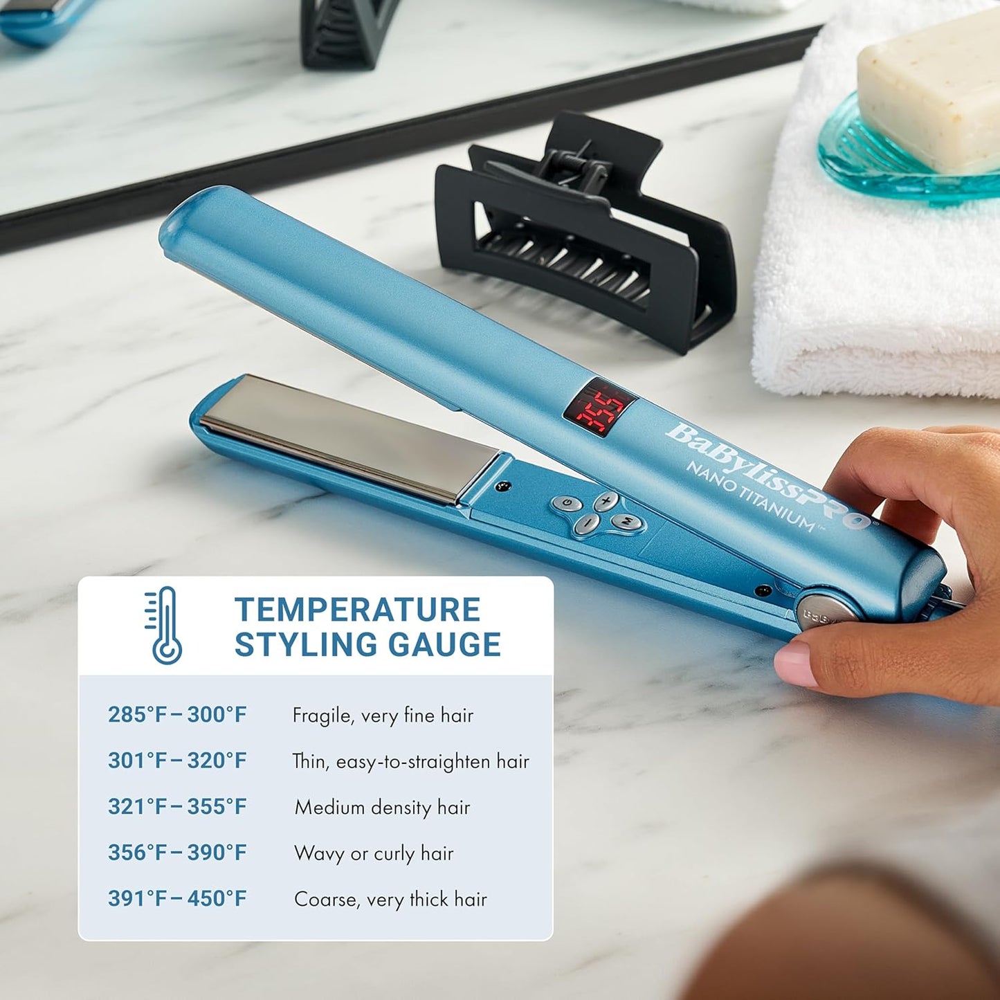 BaBylissPRO Nano Titanium Flat Iron - Professional Digital Hair Straightener for All Hair Types | Sleek Design & Fast Heating