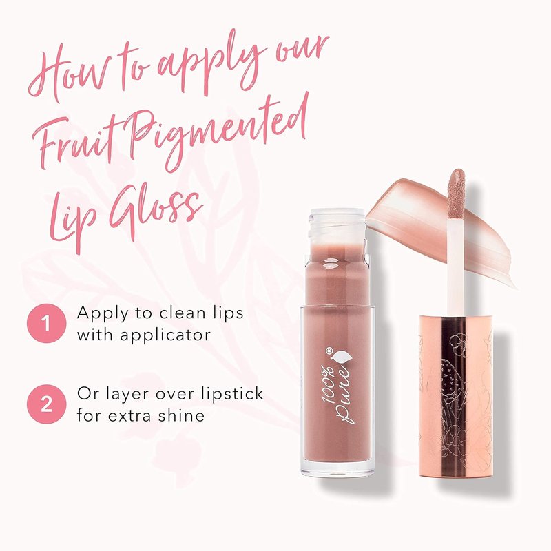 100% Pure Lip Gloss - Fruit Pigmented Moisturizing Formula | Pink Caramel, Sheer Finish, 0.14 Fl Oz