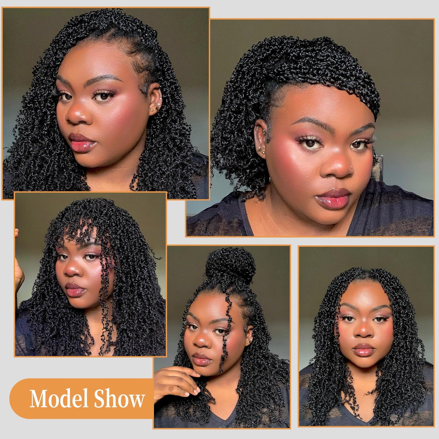 10 Inch Pre-Looped Yanky Twist Crochet Hair, 30 Strands/Pc, Mini Passion Twists, Senegalese Braiding Hair (Grey#, 8 Pcs/Pack)