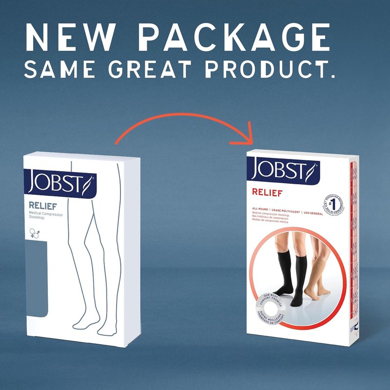 JOBST Relief Knee High Compression Stockings - 20-30 mmHg, Closed Toe, Black | Medium Size
