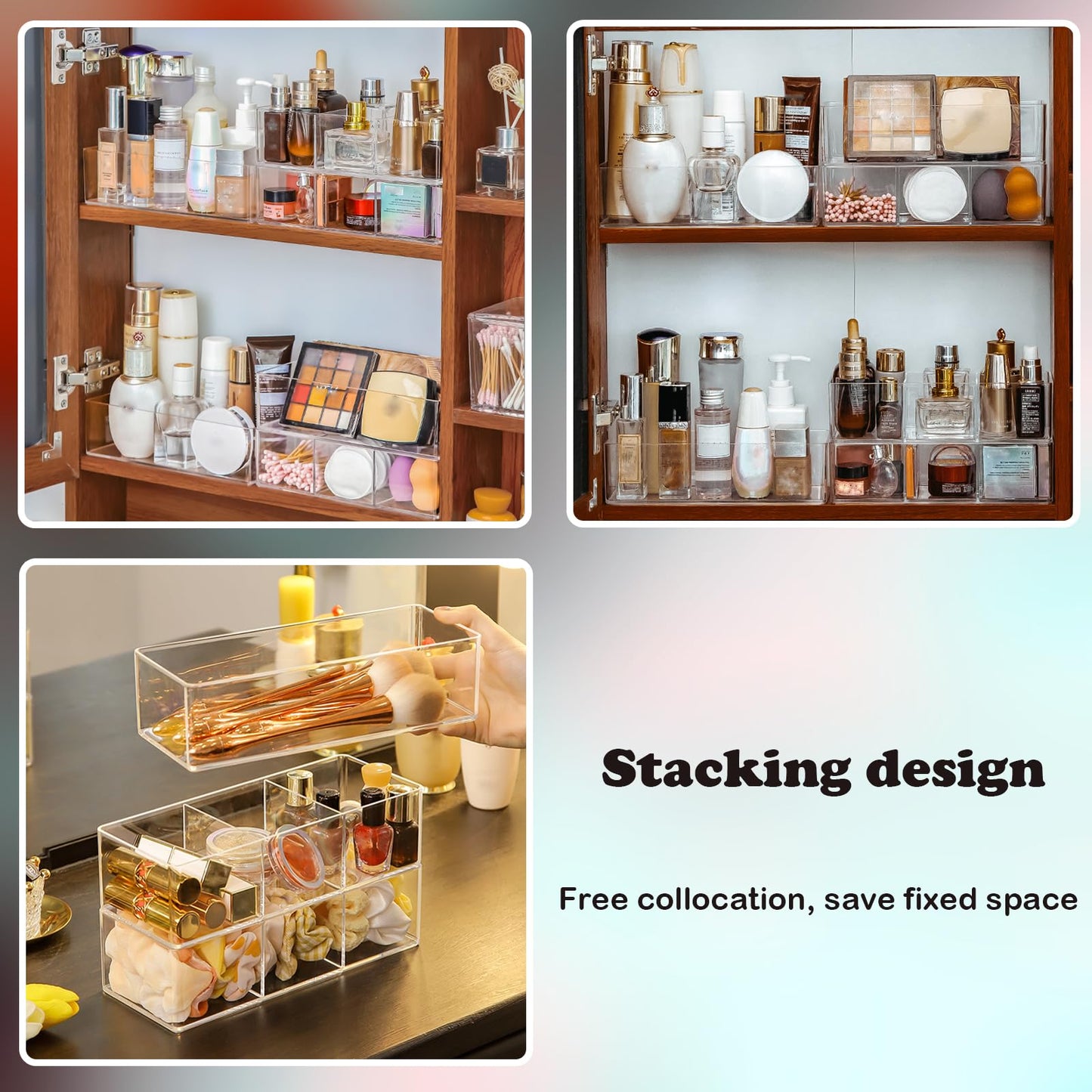 LONTOHCE Acrylic Organizer 4-Piece Makeup Organizer Set