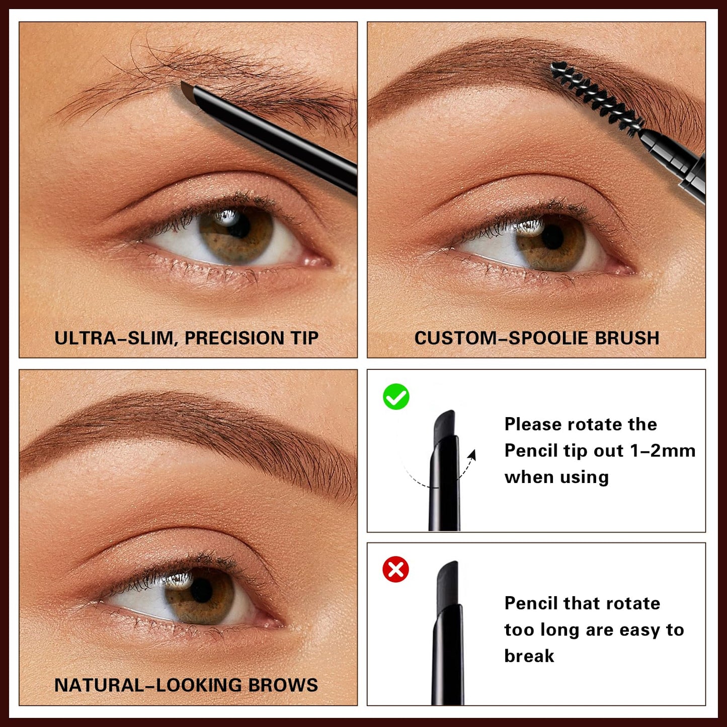 Maksure Microblading Eyebrow Pencil,Eyebrow Retractable Definer Pencil,Angled Precision Tip,0.1MM Ultra Slim Eyebrow Makeup,Long-Lasting Waterproof,Smudgeproof