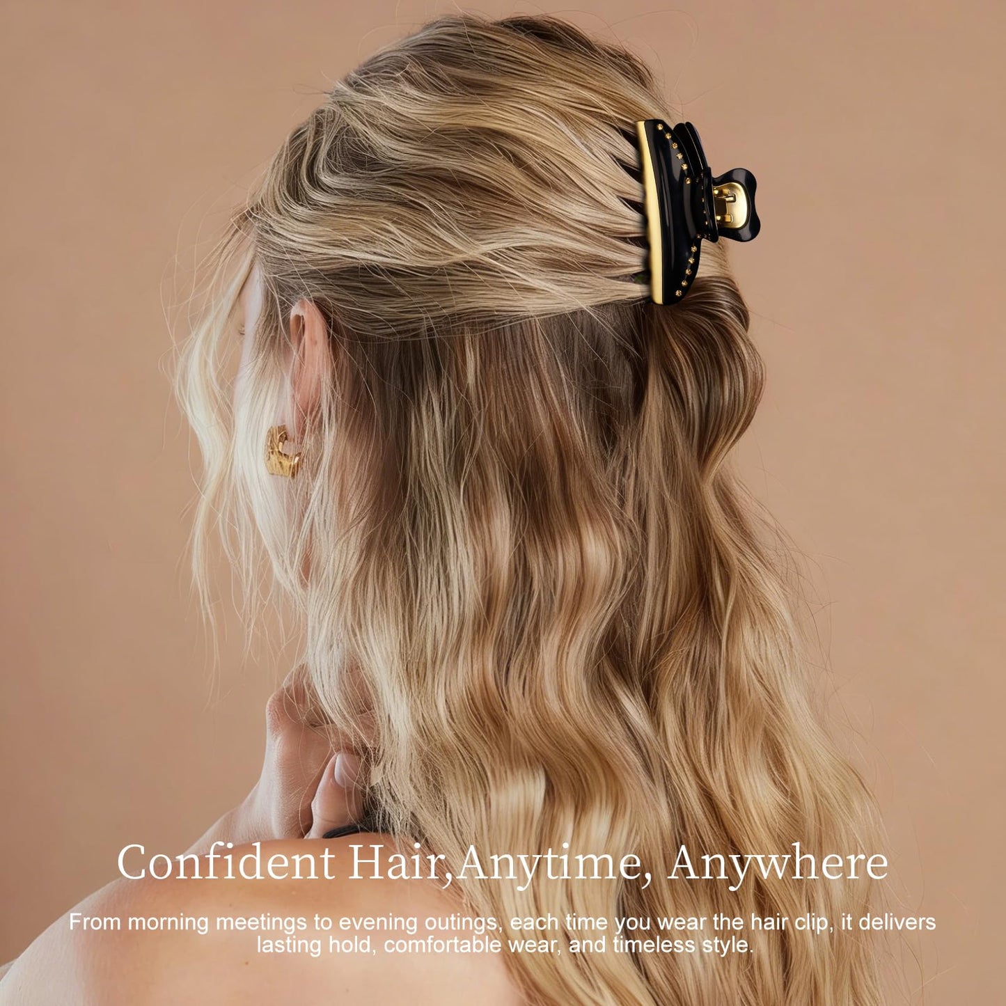 LOVIME Premium Hair Clips for Women, 3 Inch Medium Claw Clips for Thick Thin Hair, Non-Slip Black French Hair Clip, Hair Accessories for Girls, Mothers Day Gifts for Mom with Gift Box