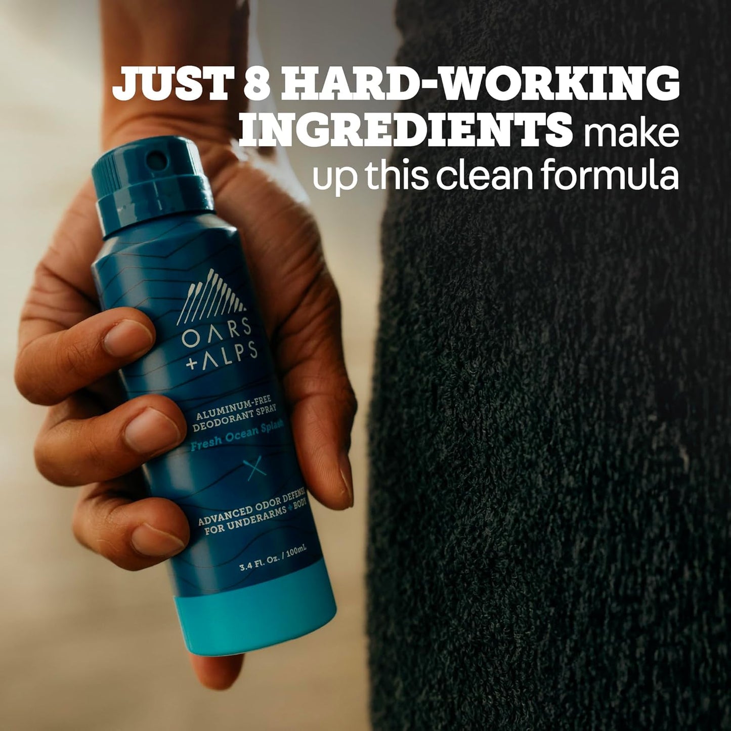 Oars + Alps Full Body Deodorant Spray - Aluminum-Free, Extra Strength, Long-Lasting Odor Protection | Fresh Ocean Splash, Travel Size (3-Pack)