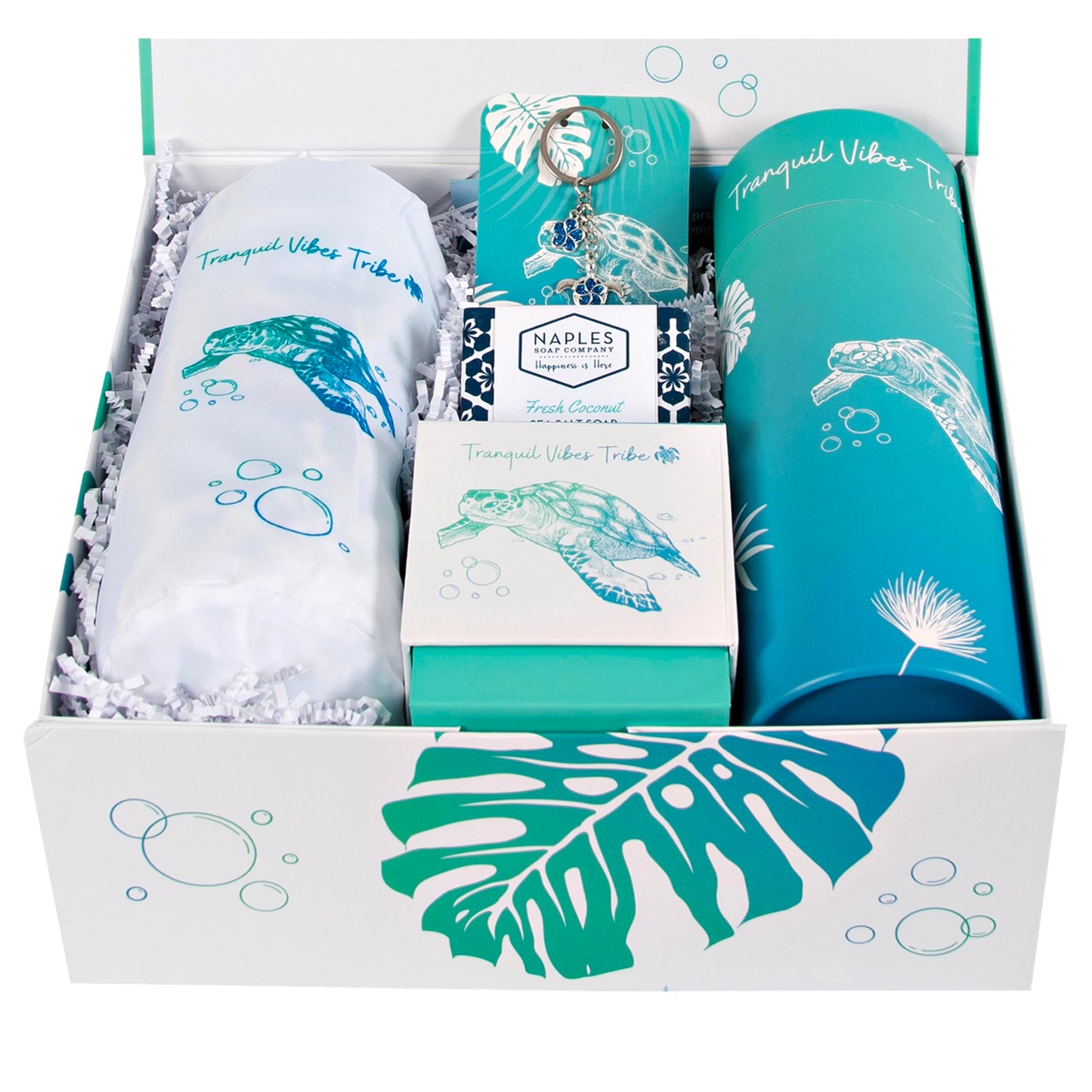 Mother's Day Mom Birthday Bridesmaid Graduation 7 Piece Gift Set | Gifts for Women | Hand Picked Beautifully Packaged | Luxury Spa Gift Featuring Naples Soap Company | Tranquil Vibes Tribe™