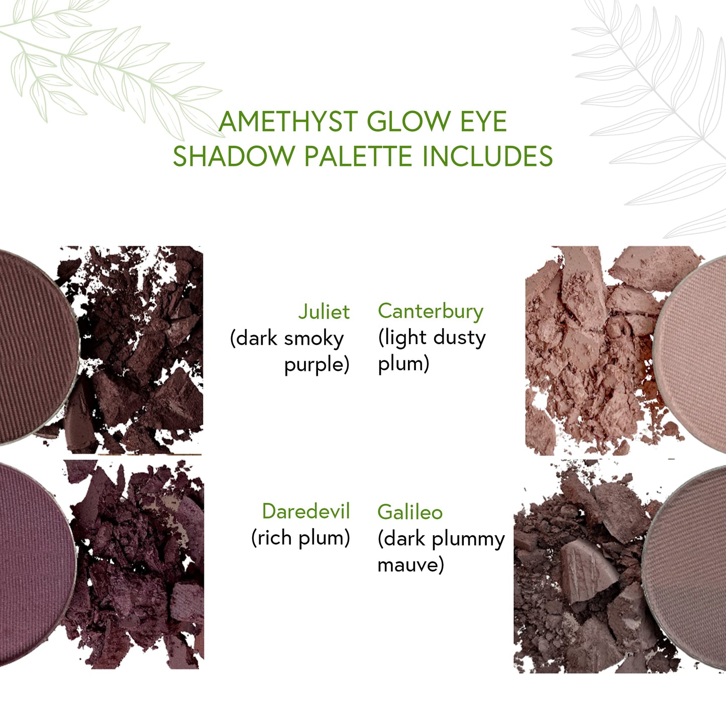 Honeybee Gardens Amethyst Glow Refillable Eye Shadow Palette – 4 Clean and Bold Shades, Highly Pigmented Natural Eyeshadow, Vegan, Gluten, Talc & Paraben-Free Makeup Palette - Travel Size Compact
