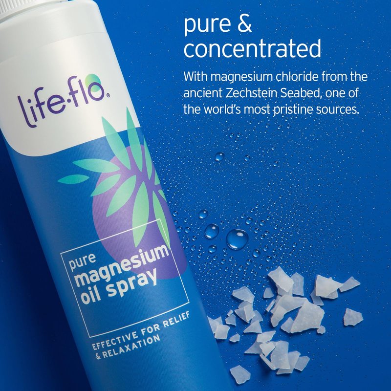 LIFE-FLO Magnesium Lotion and Pure Magnesium Oil Spray Bundle - with Magnesium Chloride from The Zechstein Seabed - 100% Magnesium Oil for Feet and Body and Unscented Lotion (8 Oz Pack of 2, Vanilla)