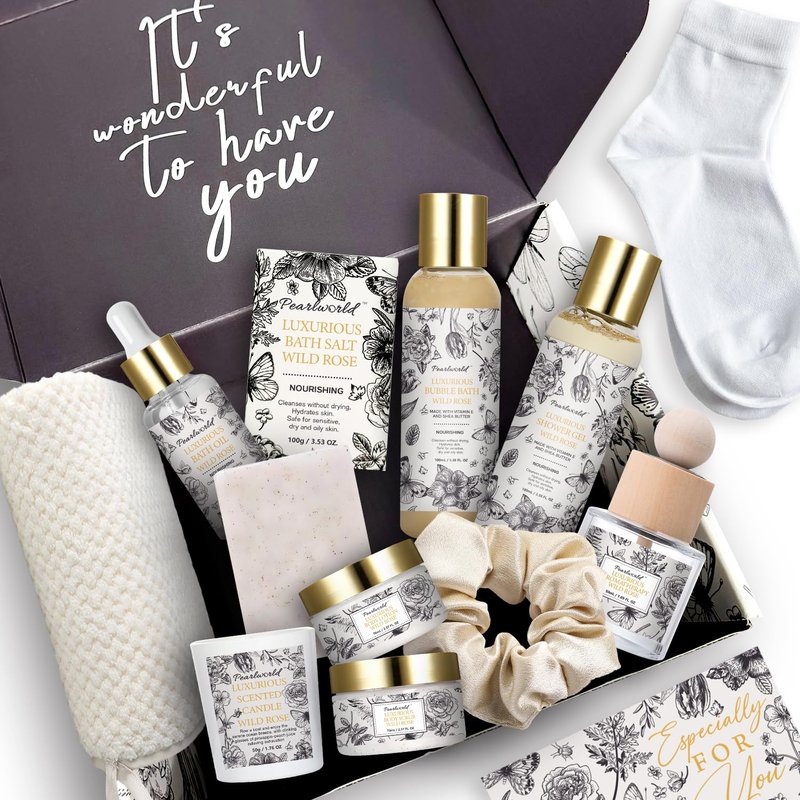 Mother's Day Gifts, Spa Gift Set for Women- Luxury Rose 14 Pcs Bath Set, Home Spa Kit, Christmas Gift for Women, Birthday Gifts