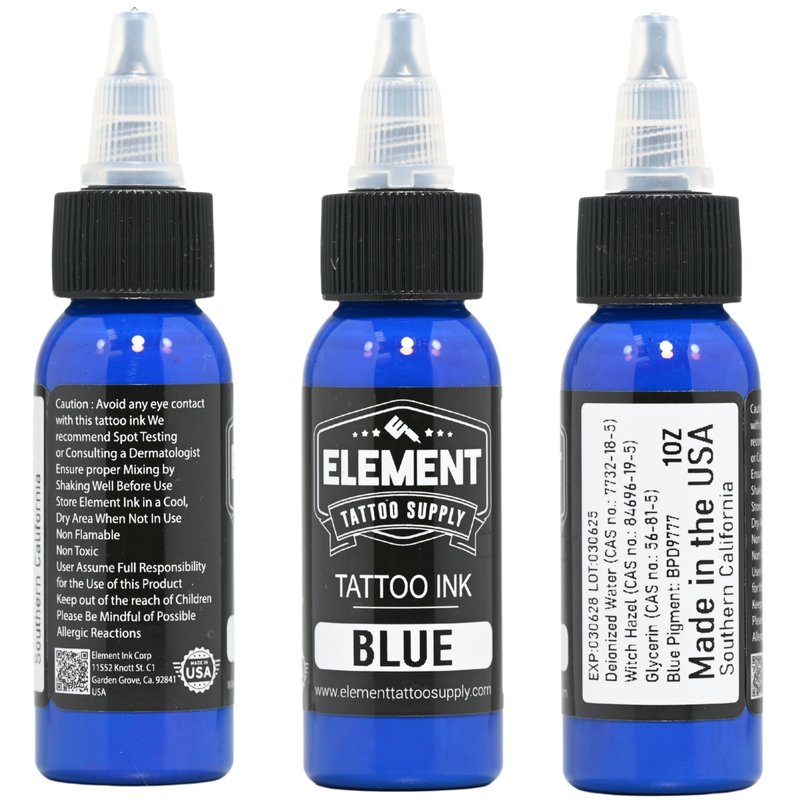 Element Tattoo Supply Ink Set | Red Yellow Blue | Professional Solid Colors for Human Skin | Bright Bold Pre-Dispersed Pigment | Essential Artist Supplies | 1oz Bottles