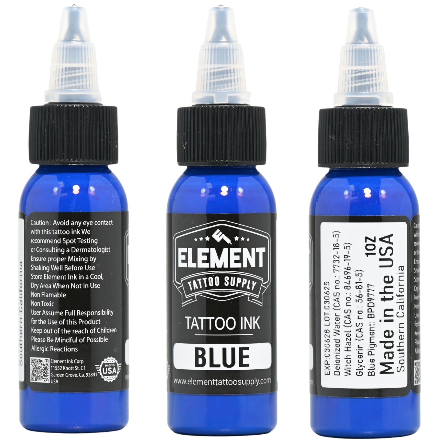 Element Tattoo Supply Ink Set | Red Yellow Blue | Professional Solid Colors for Human Skin | Bright Bold Pre-Dispersed Pigment | Essential Artist Supplies | 1oz Bottles