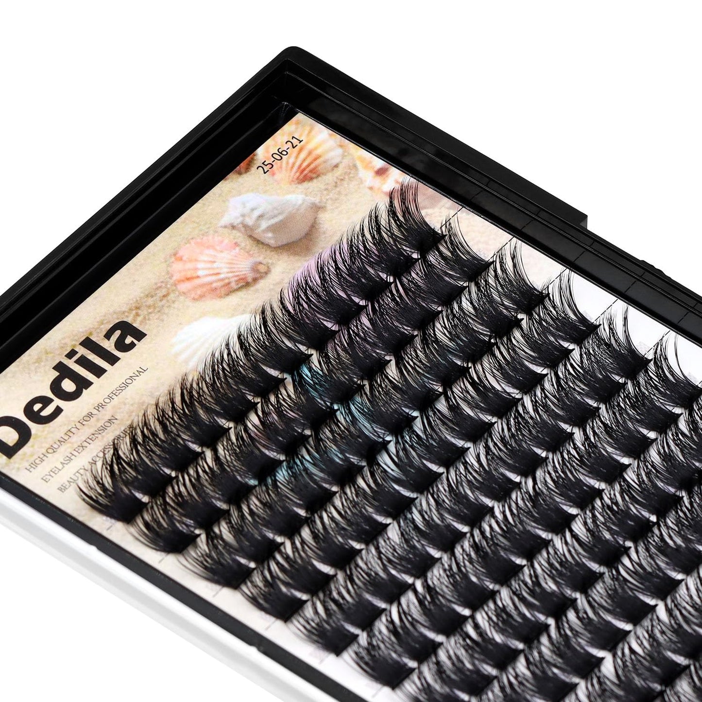 Dedila 120 Clusters Individual False Eyelashes Wide Stem D Curl Handmade Dramatic Black Soft and Light 5D Volume Eye Lashes Extensions Thick Base Women Girls Beauty Tools (12mm)