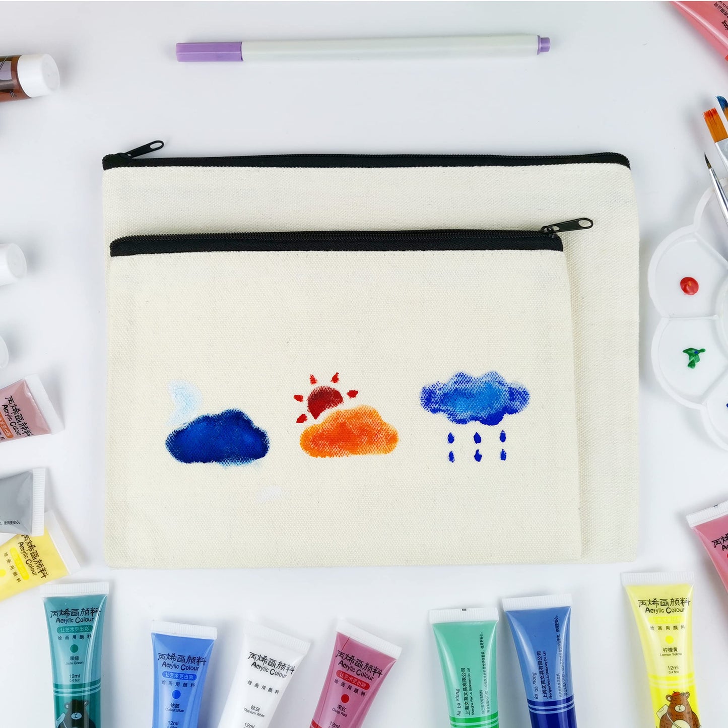 Koolmox Canvas Zipper Pouch, 40 Pack Bulk Cosmetic Bags Embroidery Bag Blank for Tie Dye, Marker, Circuit Projects, Christmas Gifts, Travel Bags for Pen Pencil Zipper Pouch.