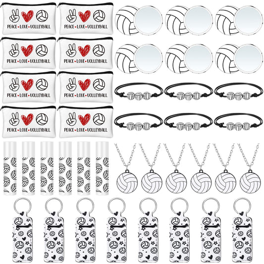 Yeyeplum 72 Pcs Volleyball Team Gifts Party Favors Include 12 Makeup Bags 12 Lip Balm 12 Lip Balm Holder 12 Necklace 12 Adjustable Bracelet 12 Mirrors for Volleyball Lovers Players Teen Girls Supplies