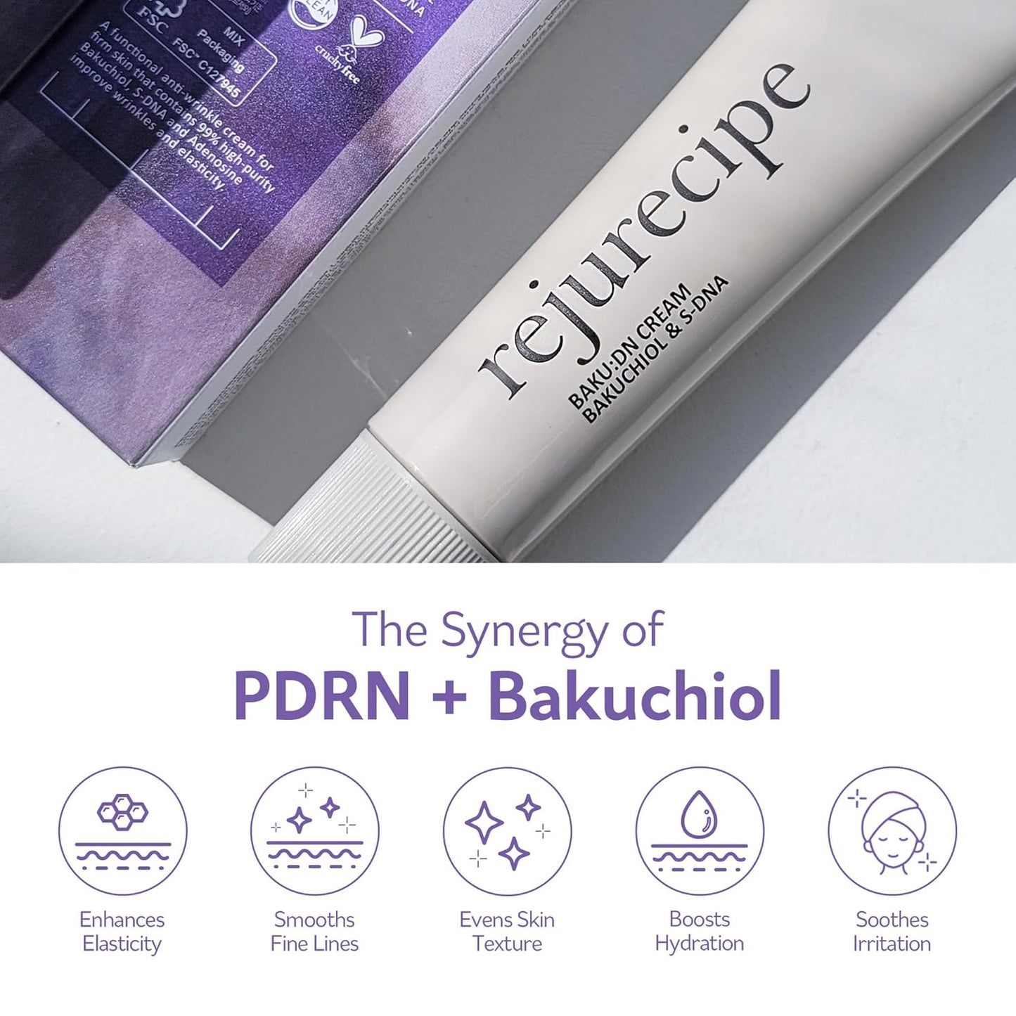 Rejurecipe Baku:DN Cream - Anti-Aging & Elasticity Boosting | 1.01 fl oz, Bakuchiol & Hyaluronic Acid for All Skin Types