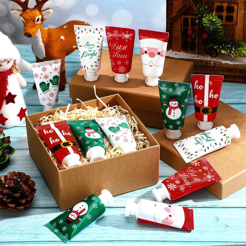 24 Pieces Secret Santa Gift Set: Mini Christmas Hand Cream Travel Size Lotion Bulk Holiday Stocking Stuffers Appreciation Gifts for Women Employee Coworker Staff 30ml 6 Natural Plant Fragrance