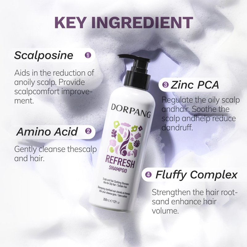 DORPANG Dandruff Shampoo for Oily Hair, Anti Dandruff and Oil Control Treatment Refresh Shampoo, Sulfate Free Daily Scalp Care, 355ml (12 fl oz) Floral Scent