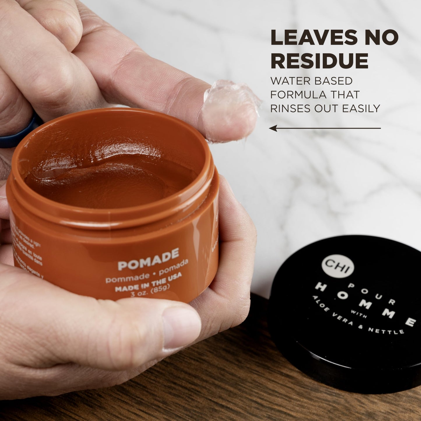 CHI Pour Homme Maximum Hold Styling Pomade Cream for Men, Smooth, Long-Lasting Hair Control with Texture & Definition, Non-Flaking Formula, Fresh Woody Scent, 6 oz