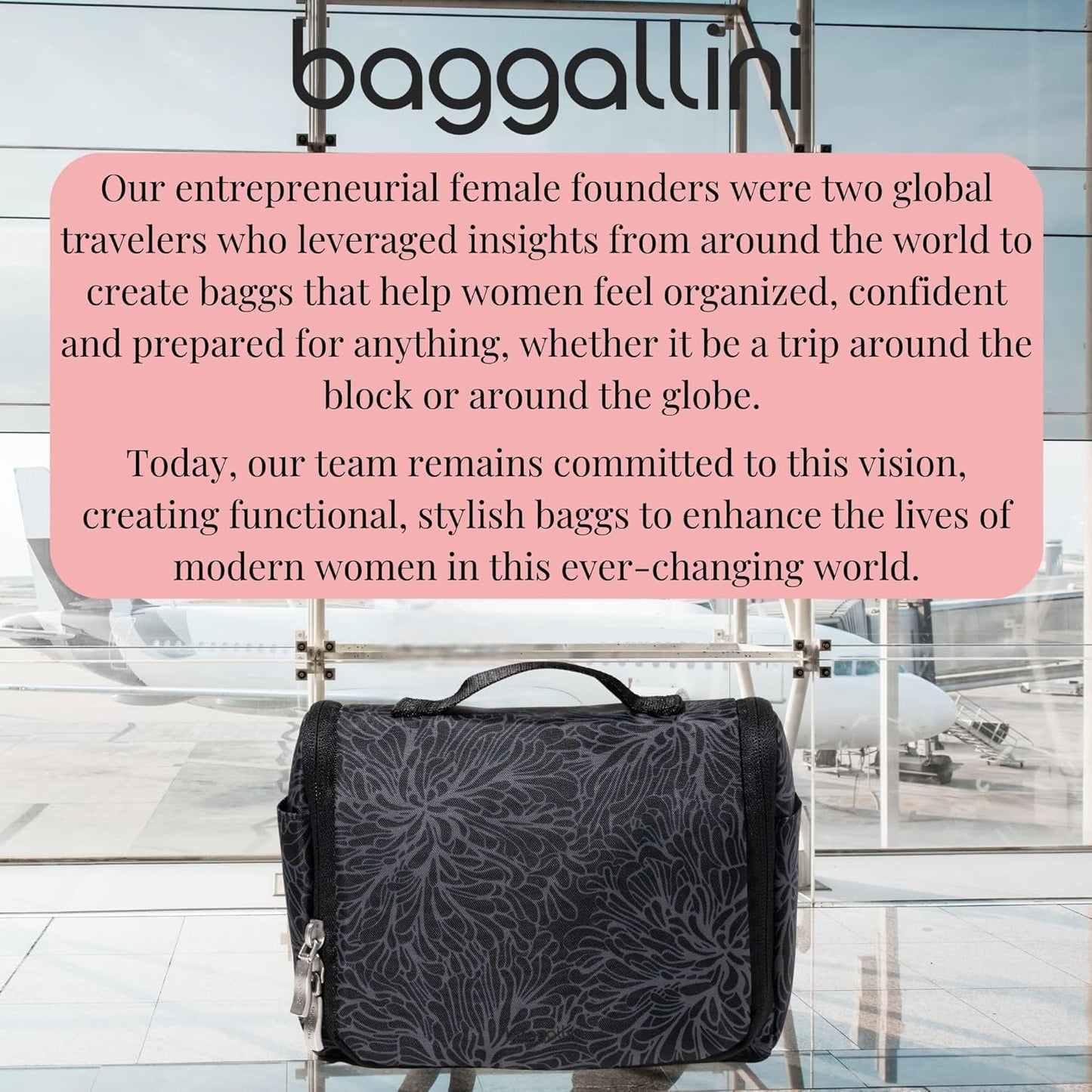 Baggallini Small Toiletry Kit - Lightweight 5x8 Inch Travel Makeup Bag | Water-Resistant Design