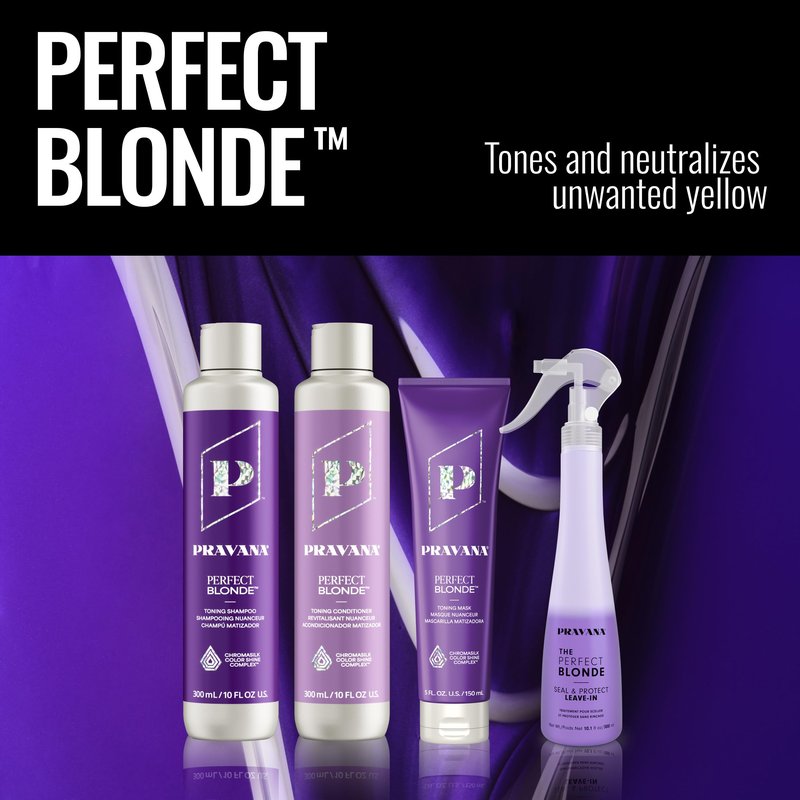 Pravana The Perfect Blonde Purple Toning Shampoo | Neutralizes Brassy, Yellow Tones | For Color-Treated Hair | Chromasilk Enhances Shine & Protection | Vegan, Paraben & Sulfate Free | 10 Fl Oz