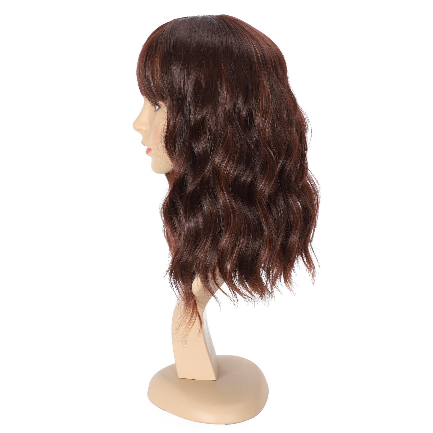 Ucubb Short Curly Wigs with Bangs for Women 14 Inches Wavy Bob Wig Synthetic Heat Resistant Fiber Wigs