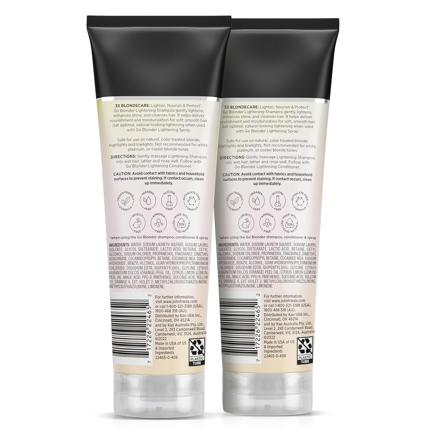 John Frieda Go Blonder Shampoo & Conditioner Set - Lightens Blonde Hair Gradually | Paraben-Free, 8.3 oz, 2-Pack