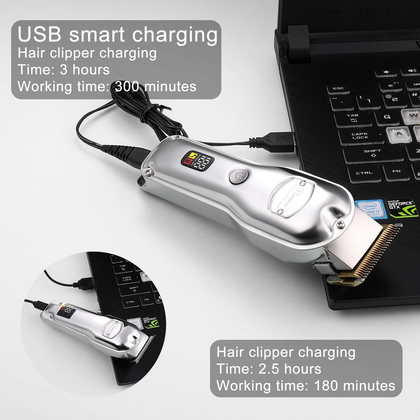 Hatteker Hair Clipper for Men IPX7 Waterproof Cordless Barber Clipper for Hair Cutting Kit with T-Blade Trimmer Beard Trimmer Clipper Professional USB Rechargeable