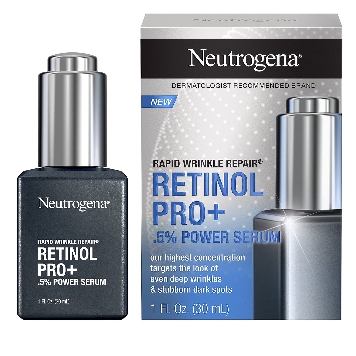 Neutrogena Anti-Aging Rapid Wrinkle Repair Retinol Regenerating Cream, 0.5 Oz Mini, & Neutrogena Anti-Aging Rapid Wrinkle Repair Retinol Pro+ 0.5% Power Serum, Travel Size 1 Fl. Oz