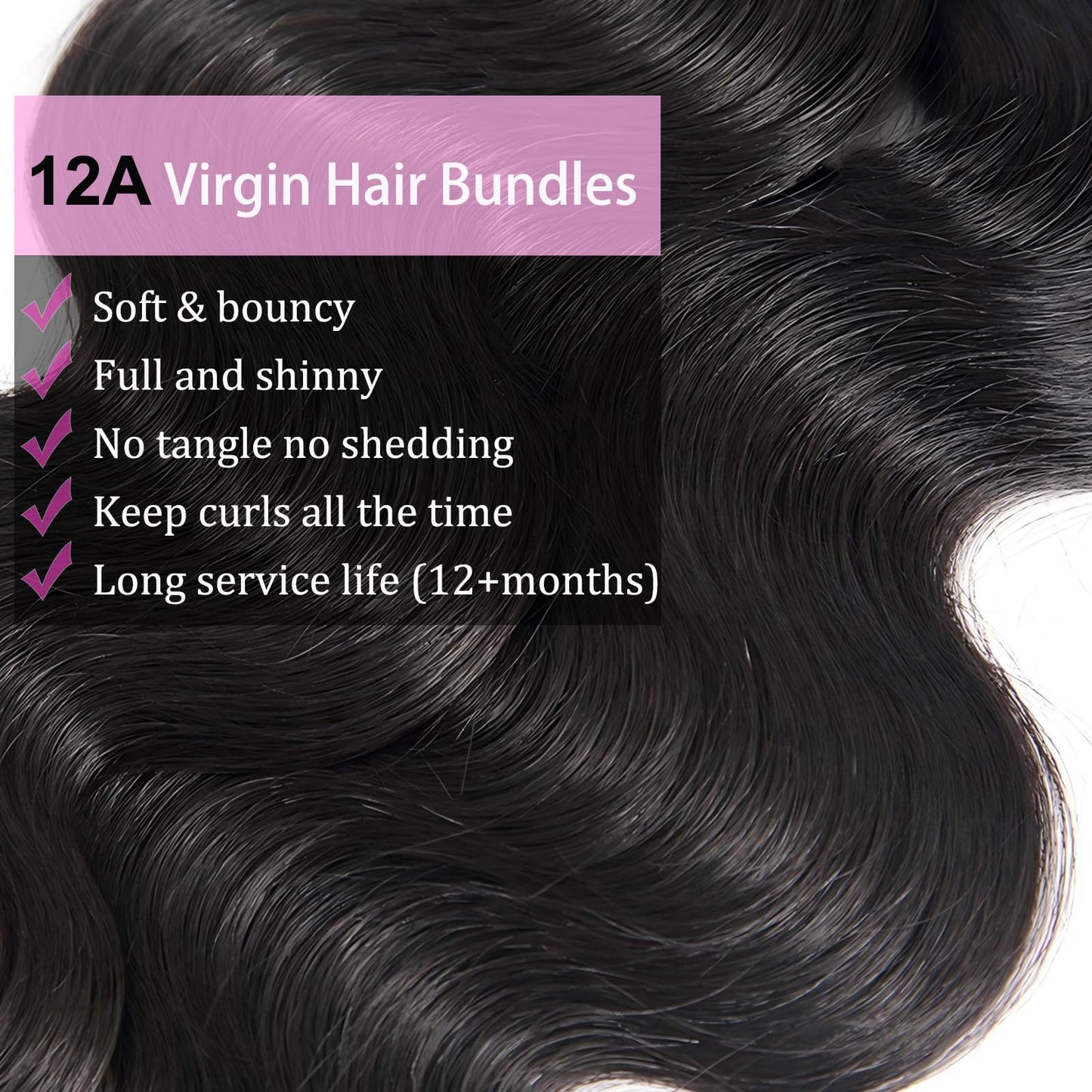 Chikamlty 12A Brazilian Human Hair Bundles Body Wave 22 inch Single Bundle Virgin Hair Bundle Body Wave Bundles Human Hair 100G Natural Black Hair Extensions