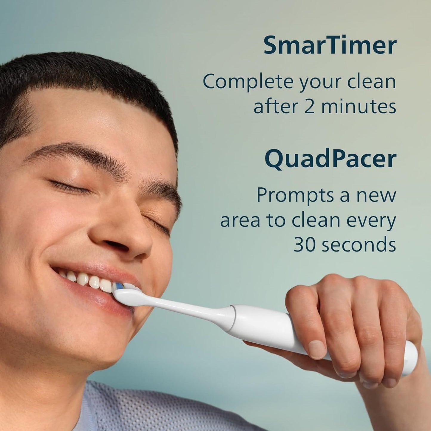 Philips Sonicare HX3411/05 Electric Toothbrush DailyClean 1100 with QuadPacer & Smartimer - (Mint Blue)