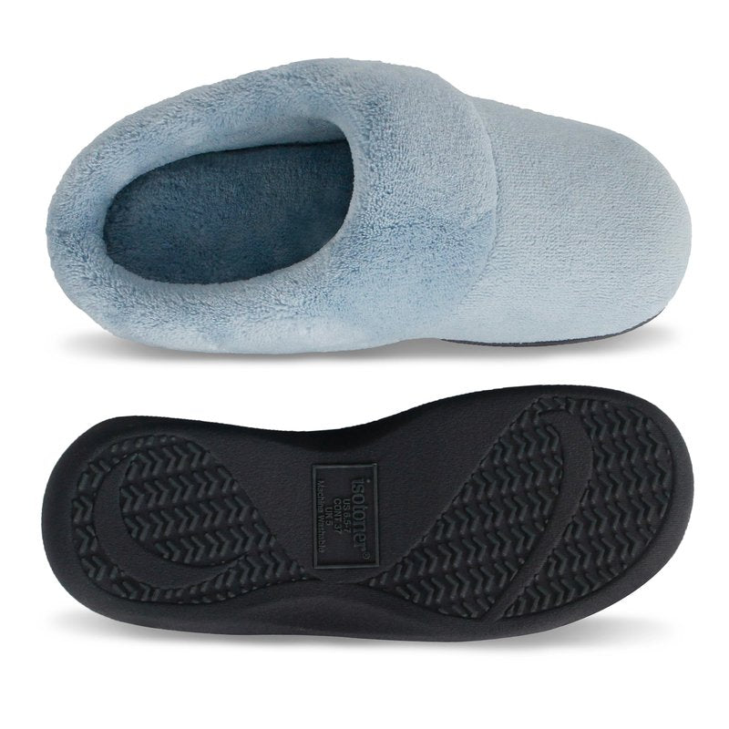isotoner Women's Classic Clog Slippers with Memory Foam Comfort and Non-slip Sole Slipper, Blue Fog, 6.5-7