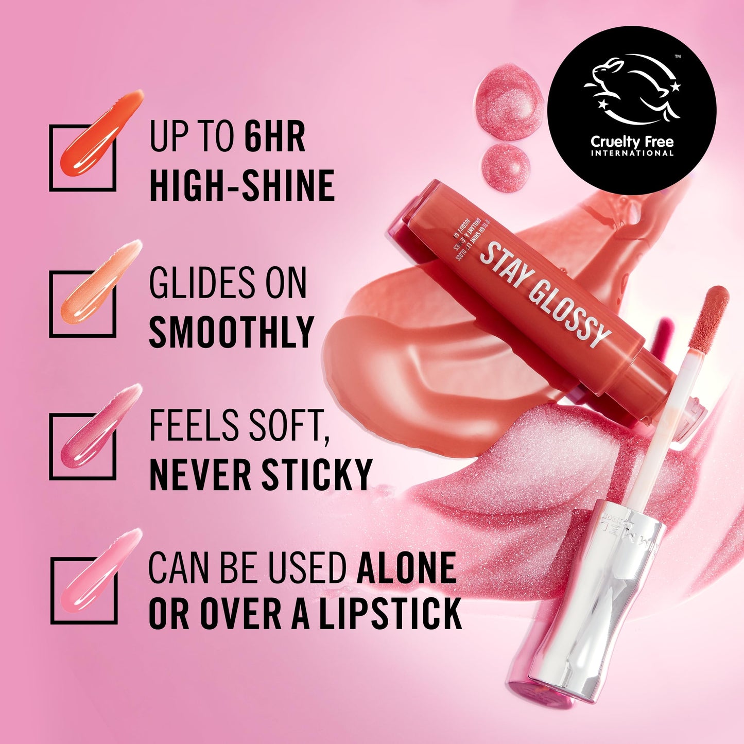 Rimmel Stay Glossy Lipgloss, Claridge's Ruby, 0.18 Fl Oz (Pack of 5)