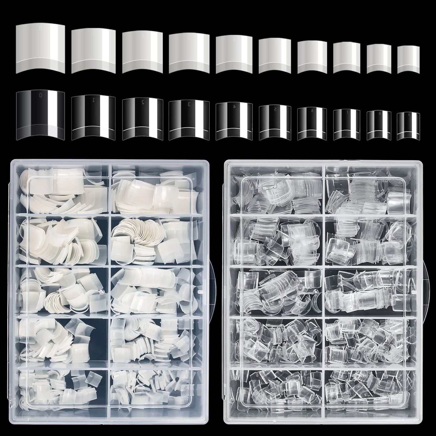 Buqikma Short Nail Tips, French Style Square, Clear+Natural 1000PCS